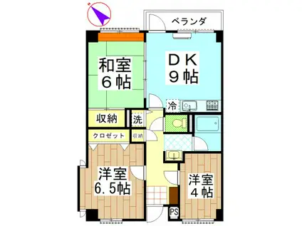 藤ハイム(3DK/3階)の間取り写真