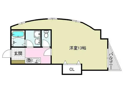 ウイングビュー鮎川(1K/3階)の間取り写真
