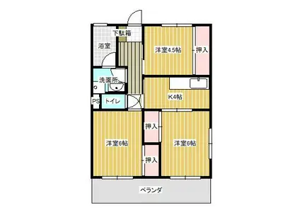 ダイタ伊勢ハイツ(3K/3階)の間取り写真