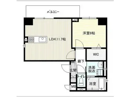 ラトレ白鳥(1LDK/6階)の間取り写真