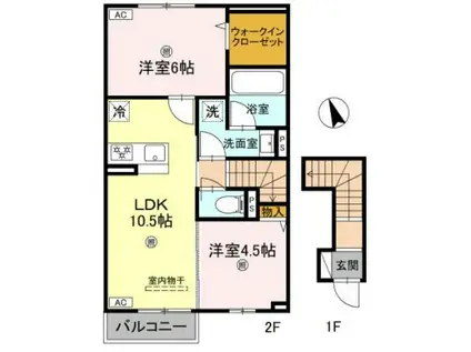 シャトレII(2LDK/2階)の間取り写真