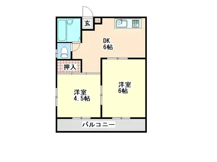 トパーズ東谷山(2DK/3階)の間取り写真