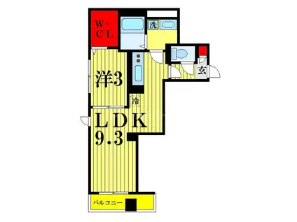 SKYE HOSAKA(1LDK/3階)の間取り写真