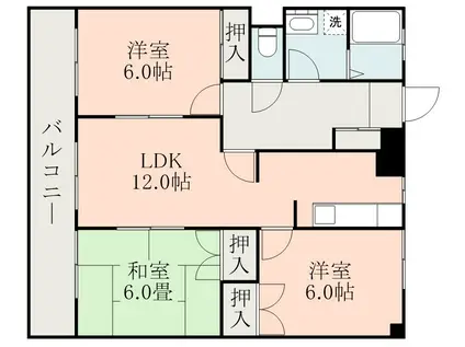 メルベーユ田上(3LDK/3階)の間取り写真