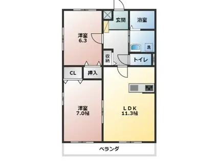 GRANITO伊代(2LDK/3階)の間取り写真