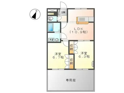 ラペル・シャトー(2LDK/1階)の間取り写真
