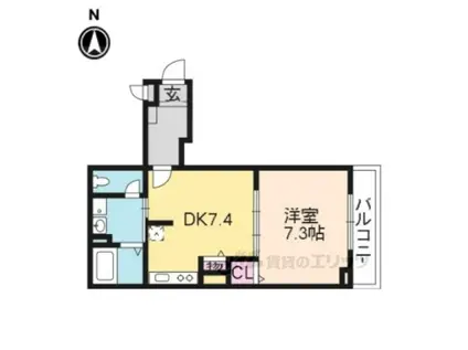 アロッジオ紫野(1DK/1階)の間取り写真