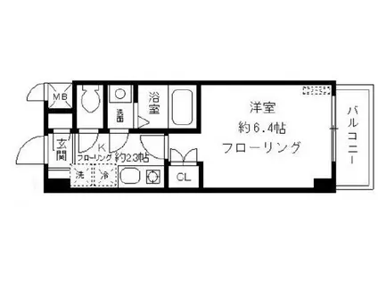 カリスヤマガ(1K/3階)の間取り写真