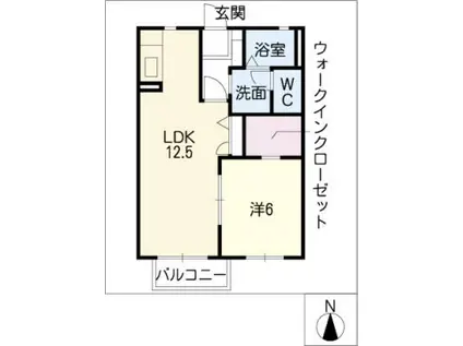 セントラルハイツ(1LDK/2階)の間取り写真