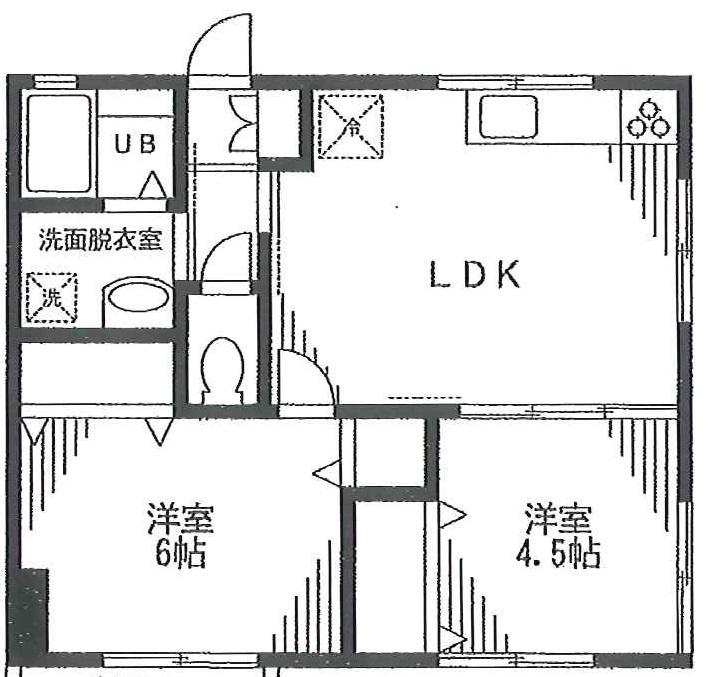 ゆきがやハウス(2LDK/1階)の間取り写真