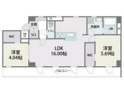 石丸2丁目レジデンス(2LDK/4階)の間取り写真