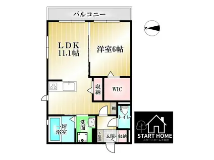 ＪＲ徳島線 鮎喰駅 徒歩7分 3階建 築6年(1LDK/3階)の間取り写真