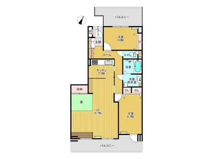 コンセール藤ヶ丘(2LDK/1階)の間取り写真