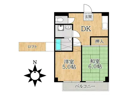 MANSION SATO 猫実(2DK/5階)の間取り写真