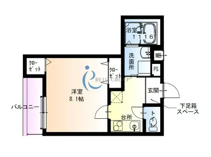 フジパレス今川公園東V番館(1K/1階)の間取り写真