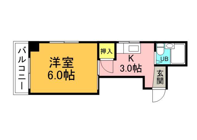 アイビースクエア広島(1K/5階)の間取り写真