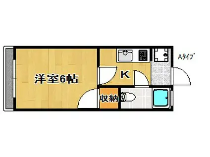 ライズワン天神ノ森レジデンス(1K/4階)の間取り写真