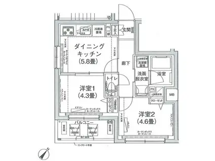 アイルグランデ向島(2DK/3階)の間取り写真