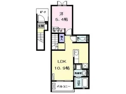 モデッサ ゴサイビ(1LDK/2階)の間取り写真