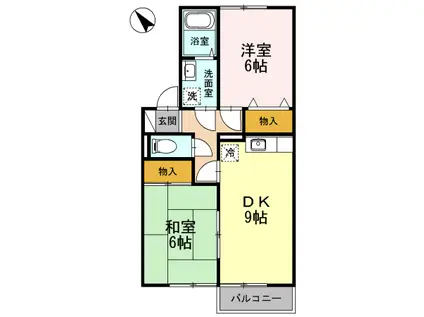 シャルマンIII棟(2DK/2階)の間取り写真