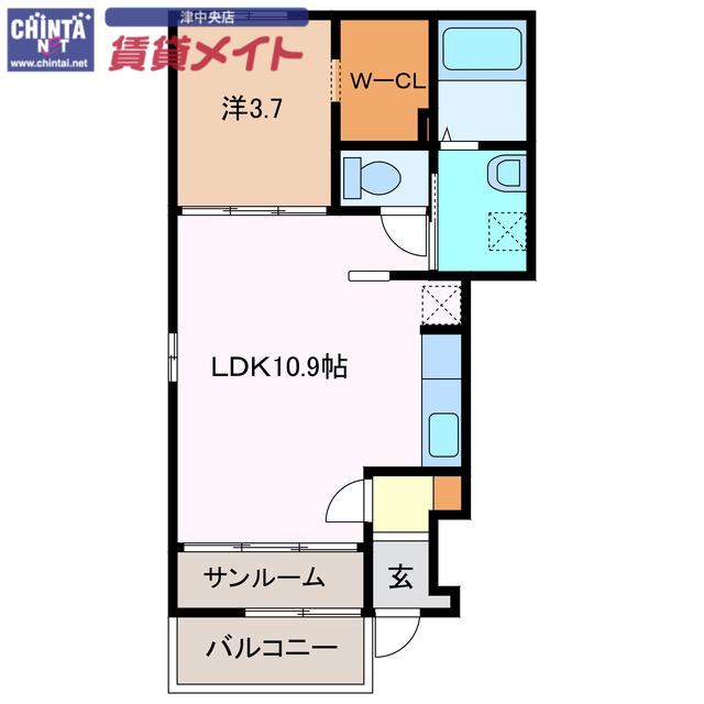 ハイシード平和(1LDK/1階)の間取り写真