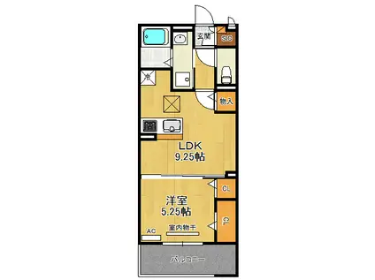 ヴィラ・デュオA棟(1LDK/1階)の間取り写真