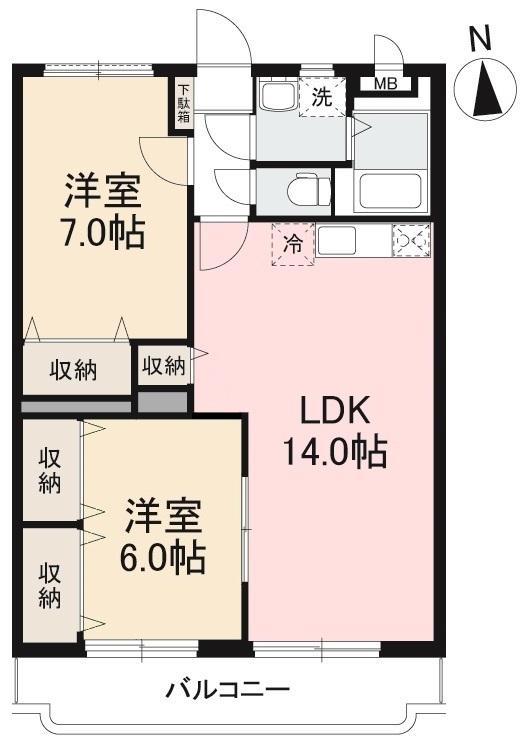 ベルティオンTK(2LDK/1階)の間取り写真
