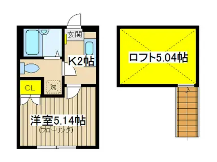 プラナス保土ヶ谷III(1K/2階)の間取り写真