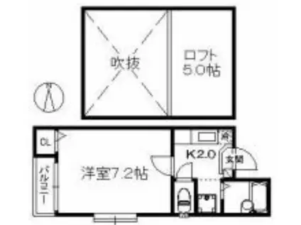 リバーJOY室見(1K/2階)の間取り写真