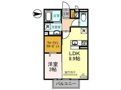 D-ROOM西小二里II(1LDK/2階)の間取り写真
