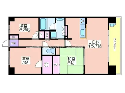 大阪ベイレジデンス(3LDK/13階)の間取り写真