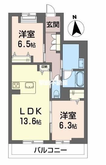 シャーメゾンレジデンス夜明(2LDK/3階)の間取り写真