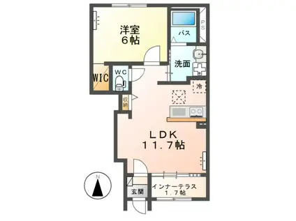 ベイシュヴェル(1LDK/1階)の間取り写真