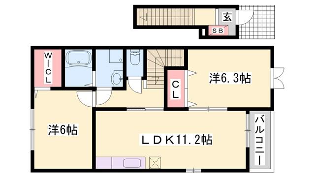 ムックINアサカII(2LDK/2階)の間取り写真