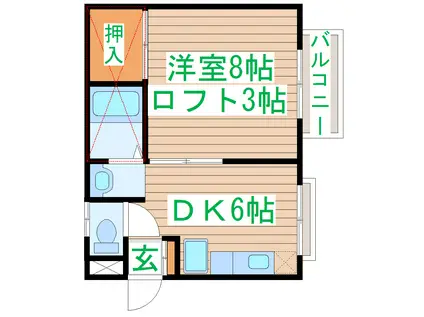 KDハイツ(1DK/1階)の間取り写真
