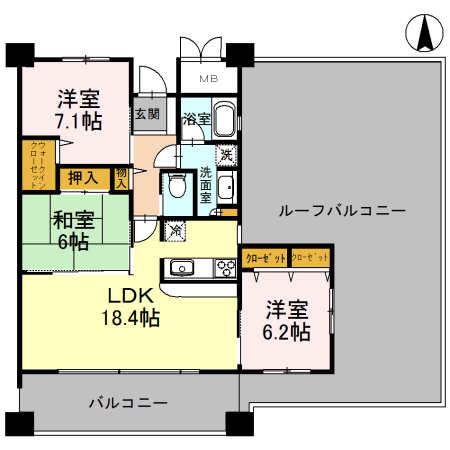 ディーグランセ泉野(3LDK/2階)の間取り写真