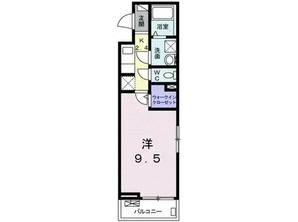 イリオス上町(1K/3階)の間取り写真