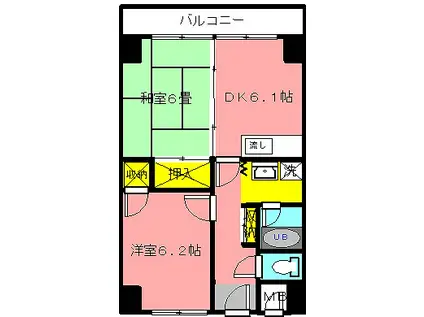 ビラデステ伊佐津(2DK/2階)の間取り写真