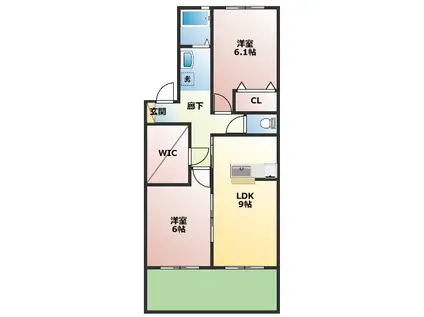 ガーデンコート出川C棟(2LDK/1階)の間取り写真