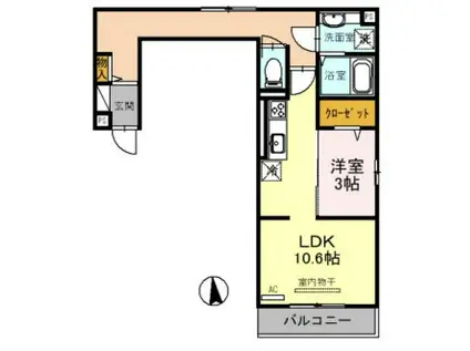 グラセフルIII(1LDK/2階)の間取り写真