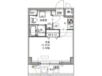 GENOVIA六町(1K/5階)の間取り写真