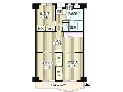 カーザ・エッチェルサ世田谷(3LDK/6階)の間取り写真