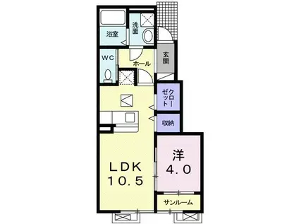 ロザリオ D(1LDK/1階)の間取り写真