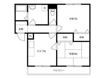 ヴィラージュ城北(2DK/3階)の間取り写真