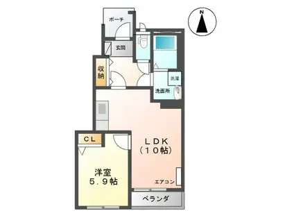 サンコート中島(1LDK/1階)の間取り写真