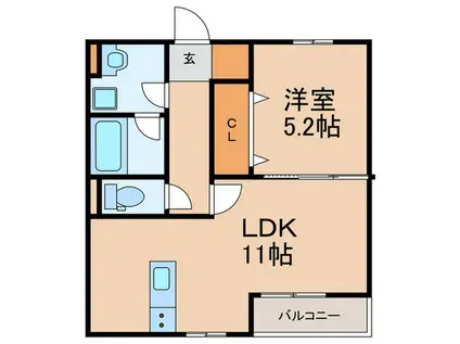 LBLOOM梅満(1LDK/3階)の間取り写真