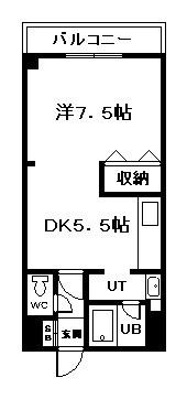 8条ビル(1DK/5階)の間取り写真