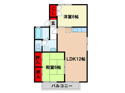ヴルヴァール観世(2LDK/2階)の間取り写真