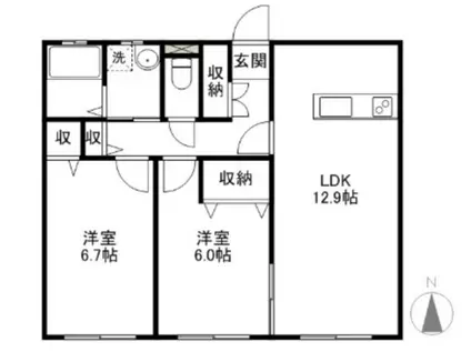 フィオーレ(2LDK/3階)の間取り写真
