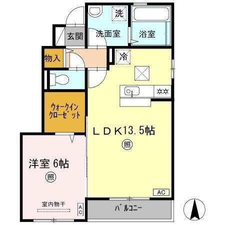 ルラシオン A棟(1LDK/1階)の間取り写真